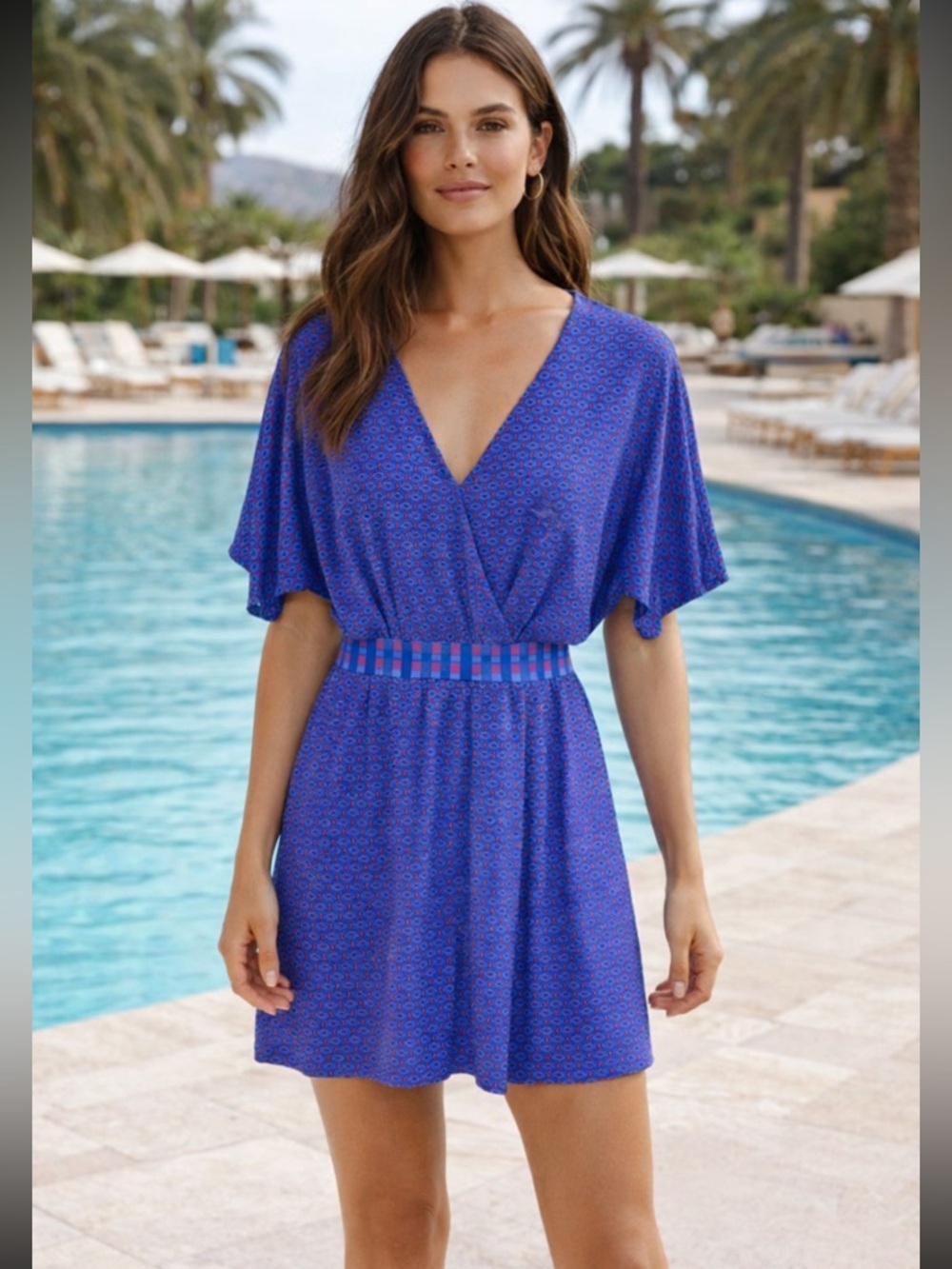 Cabana Life Faux Wrap Sun Dress 50+ UV Protection Resortwear Outdoors Travel EUC